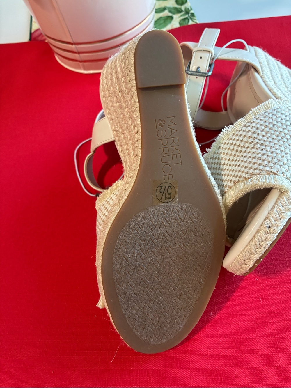 NEW Market & Spruce Mila Beige Textile Wedge Shoes Size 5 1/2 New Retail $88 - Picture 7 of 12